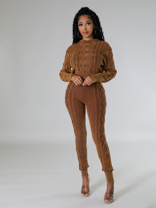 Anotha level puzzled brown Two piece set